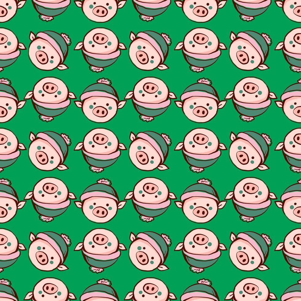 Pig head pattern, illustration, vector on white background