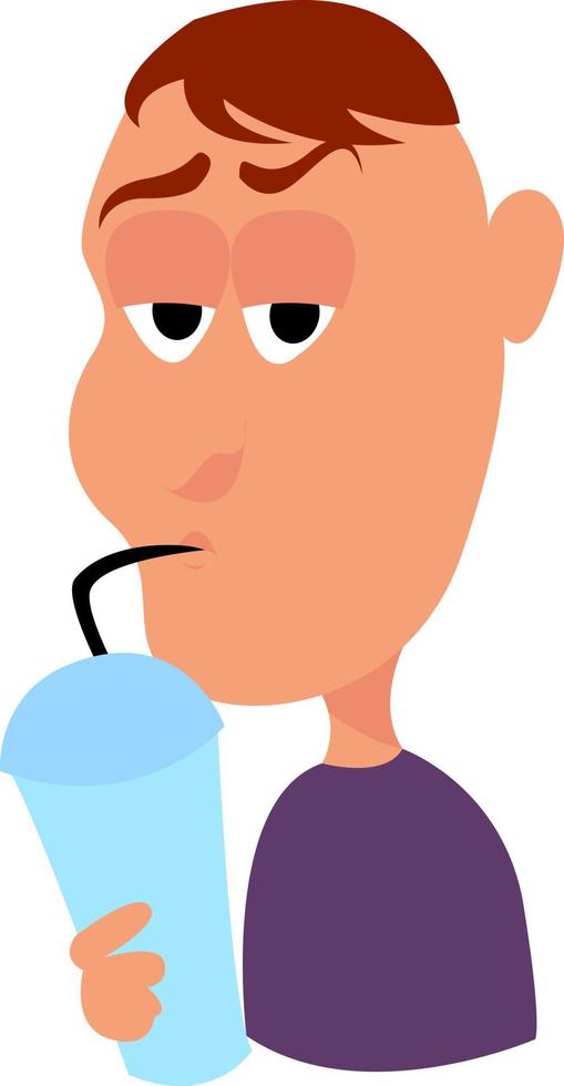 Man drinking, illustration, vector on white background.