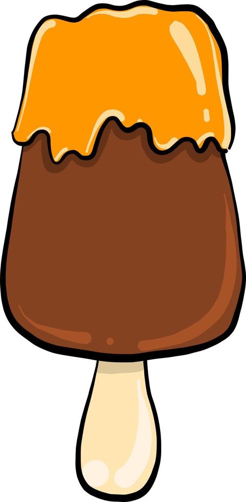 Ice cream with chocolate, illustration, vector on white background