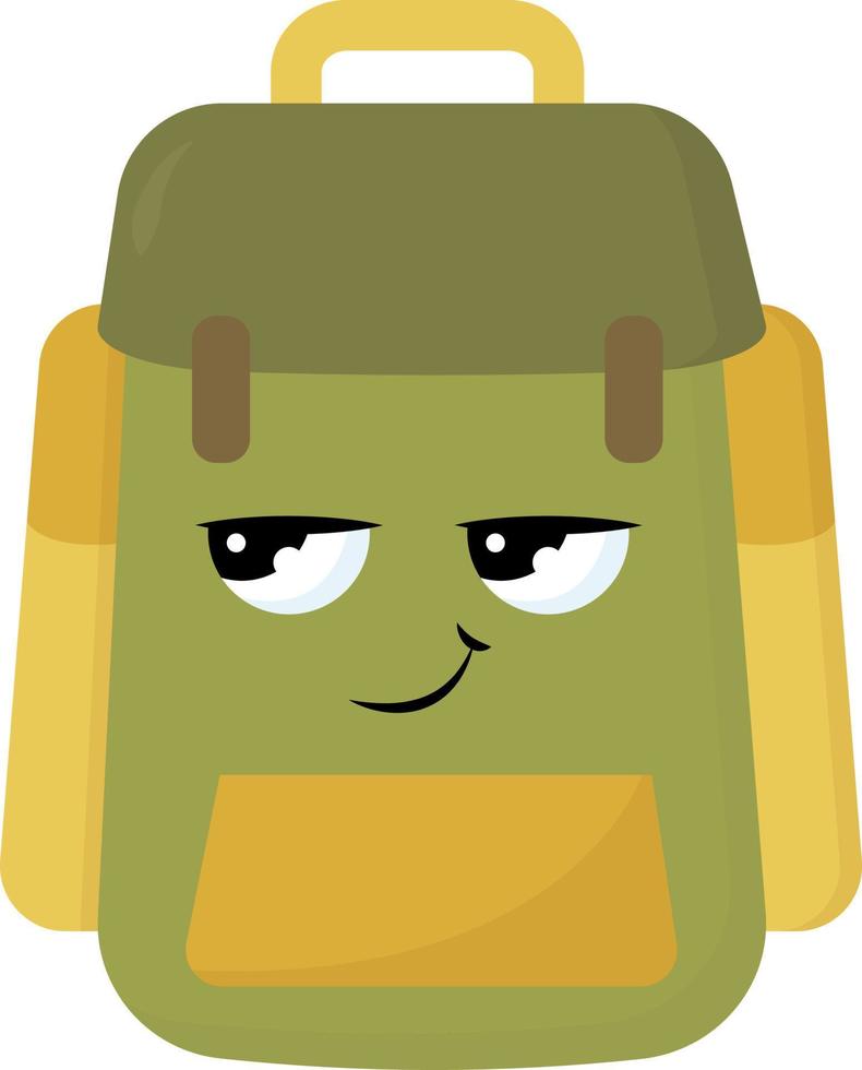 Green backpack , illustration, vector on white background