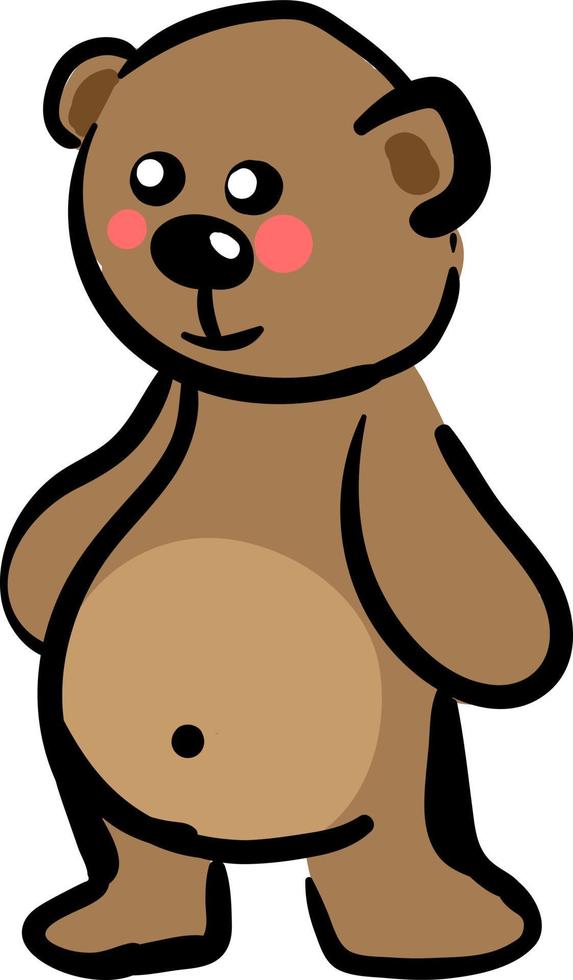 Happy little bear, illustration, vector on white background.