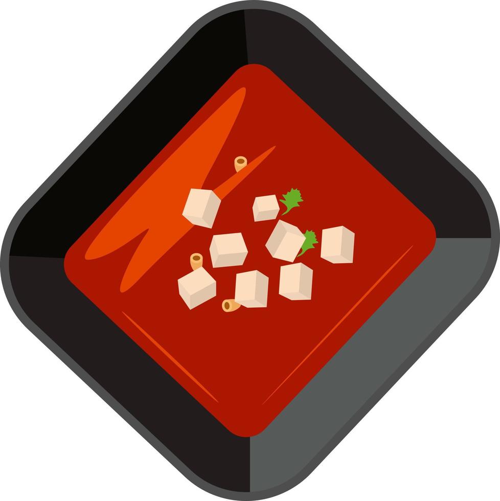 sopa de tomate, ilustración, vector sobre fondo blanco.