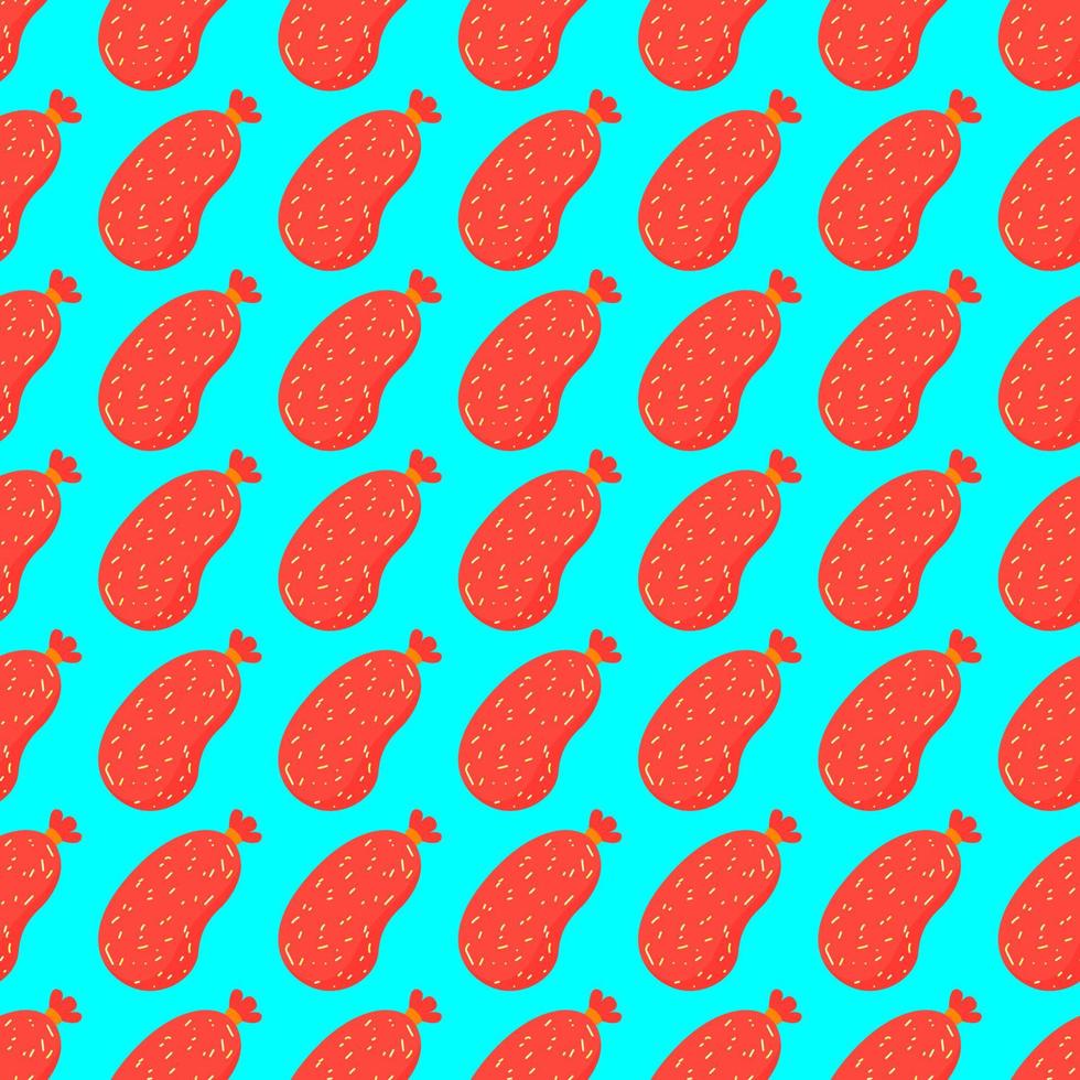 Sausage pattern, seamless pattern on blue background. vector
