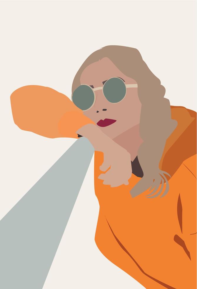 Girl with glasses, illustration, vector on white background.