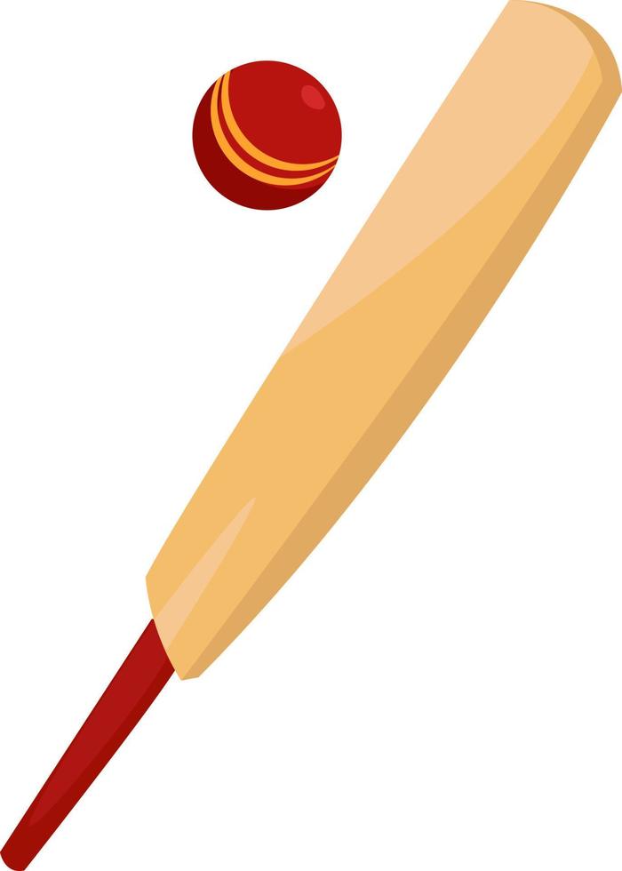 bate de críquet, ilustración, vector sobre fondo blanco.