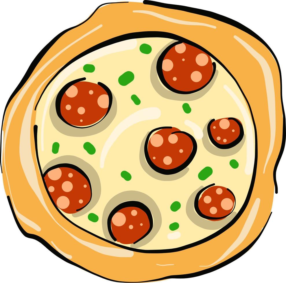 Sabrosa pizza , ilustración, vector sobre fondo blanco.