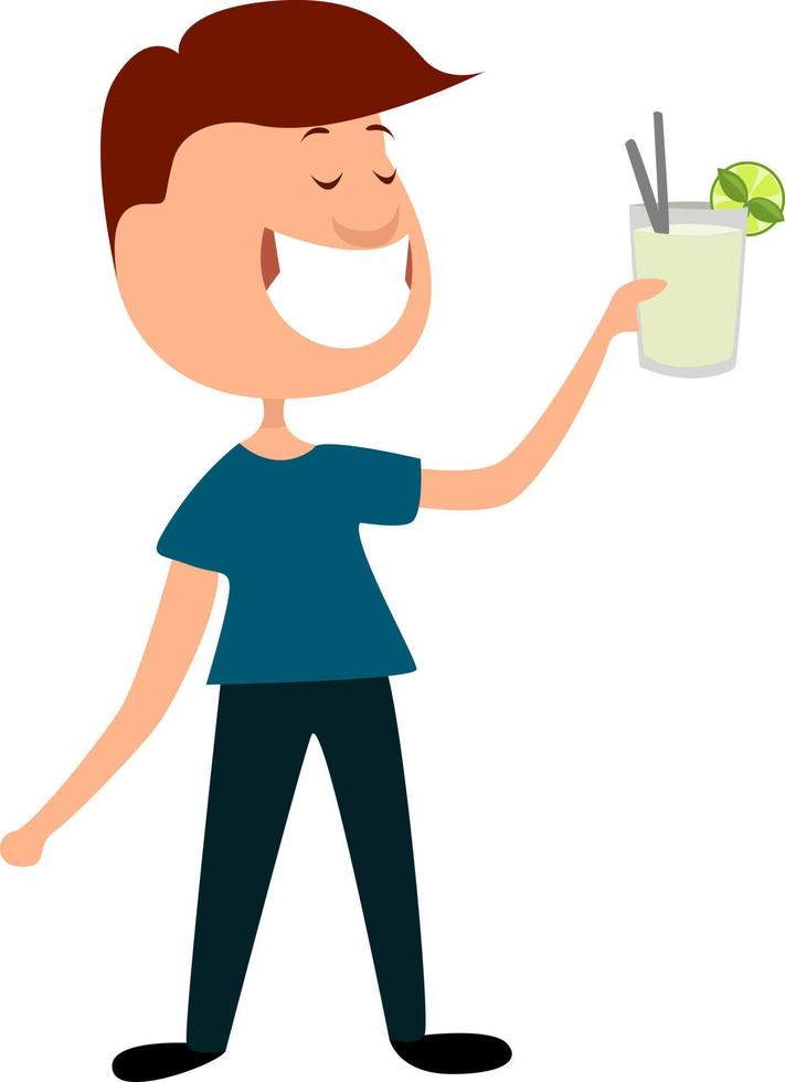 hombre con mojito, ilustración, vector sobre fondo blanco