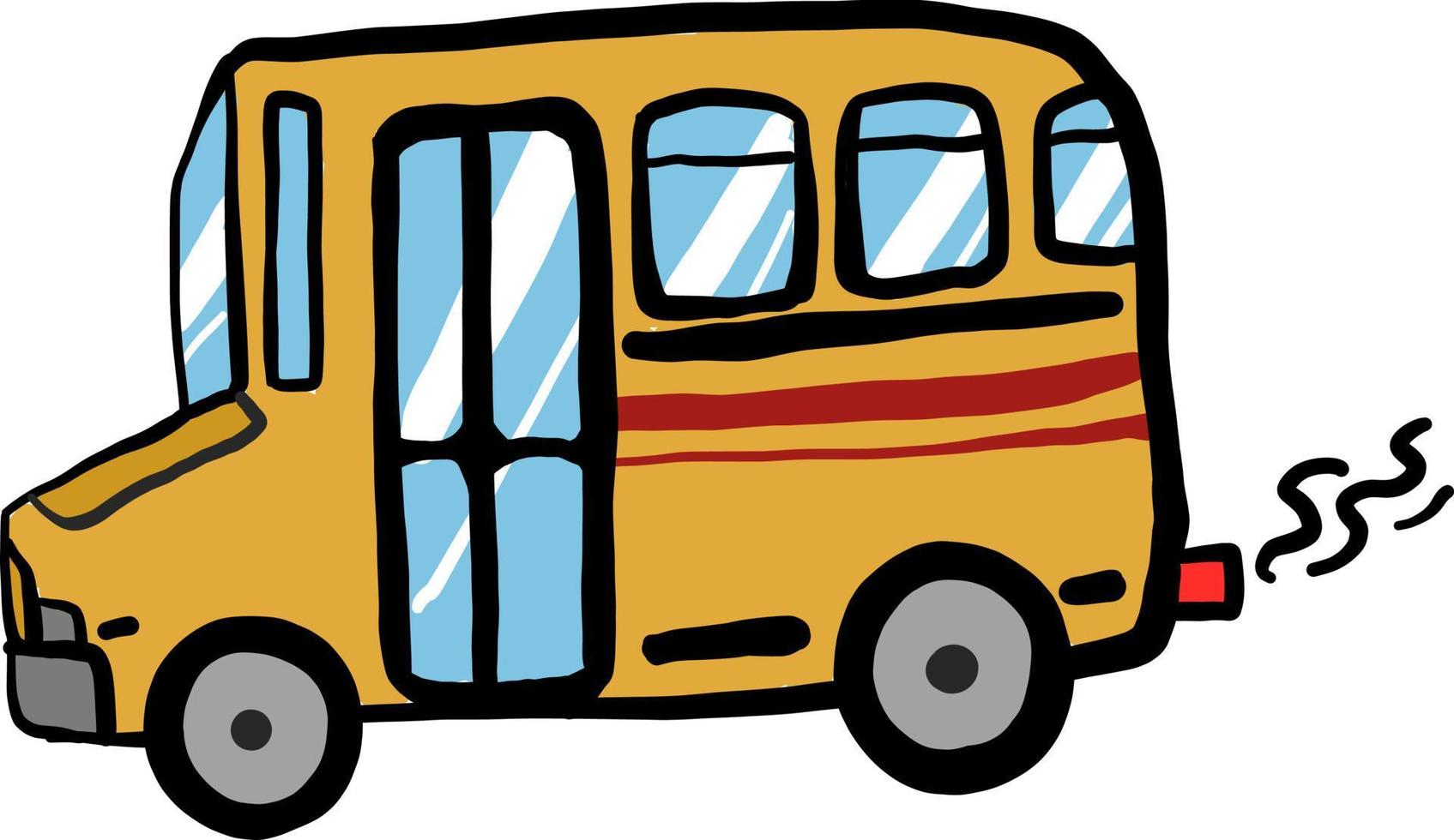 Yellow bus, illustration, vector on white background