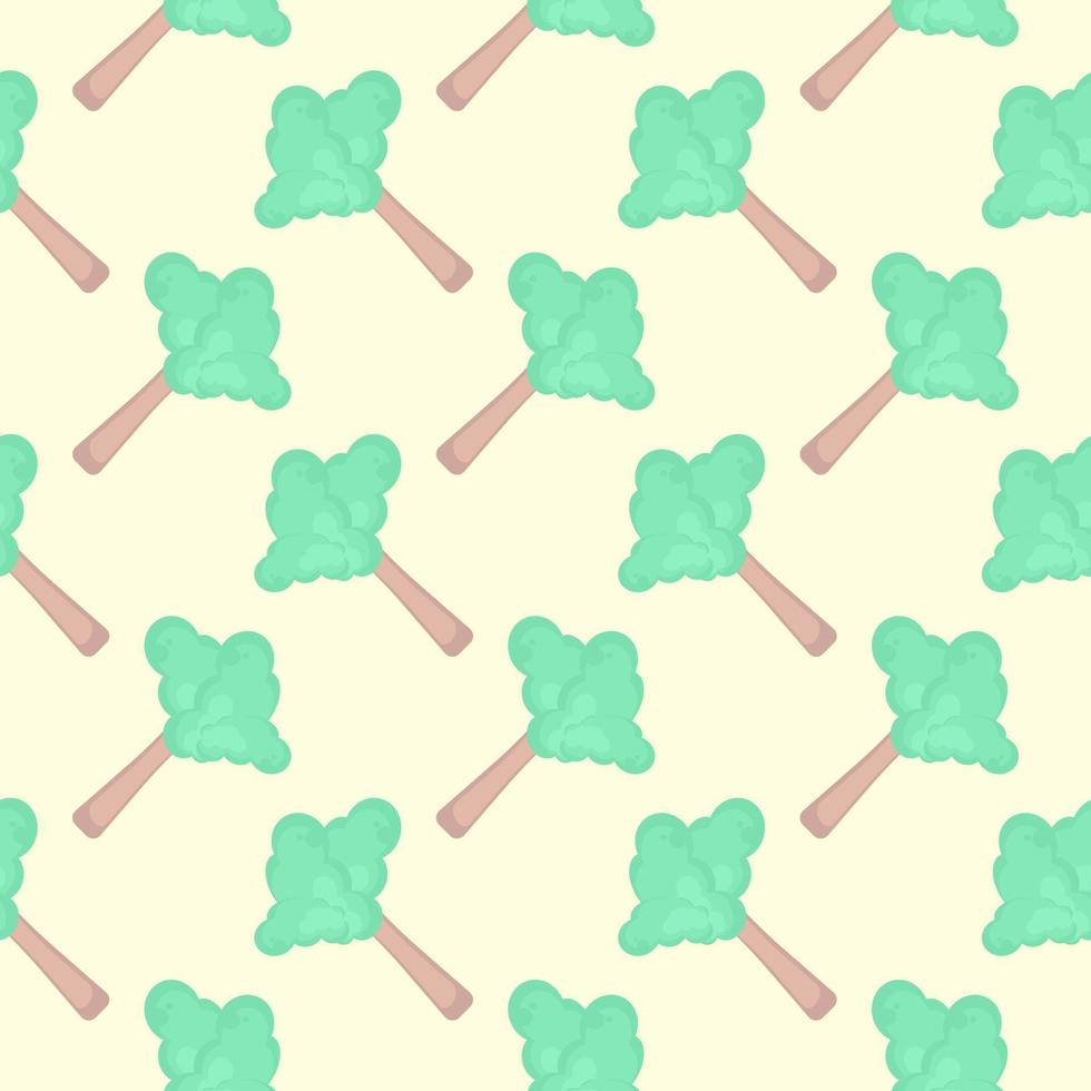 Green trees , seamless pattern on a yellow background. vector
