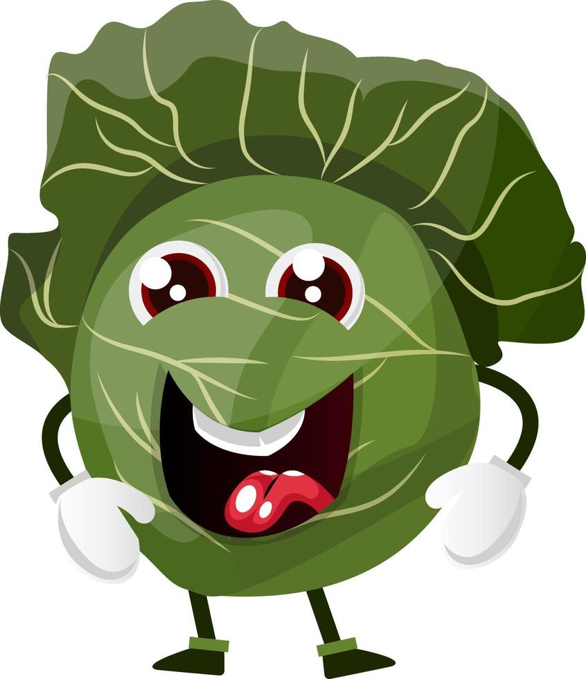 Happy cabbage, illustration, vector on white background.