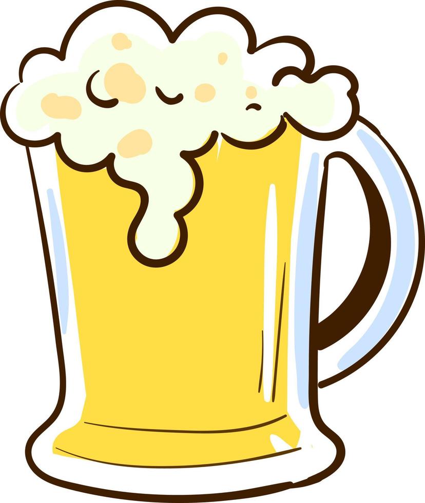 Fresh beer in glass, illustration, vector on white background