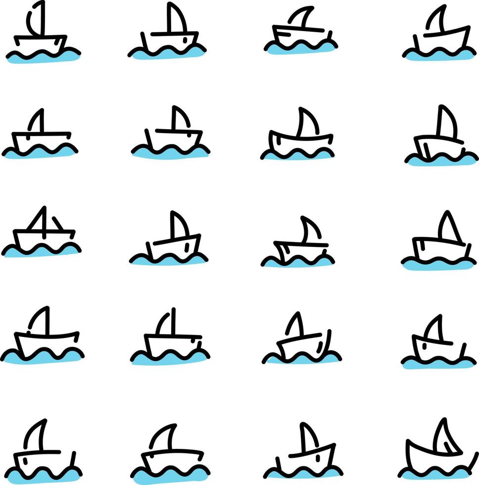 pequeños barcos en un agua, ilustración, vector sobre un fondo blanco