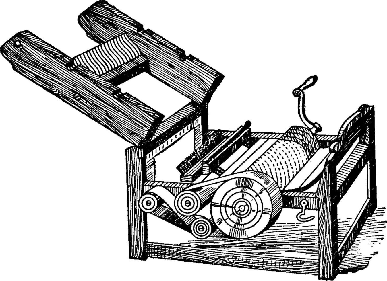desmotadora de algodón, ilustración vintage. vector