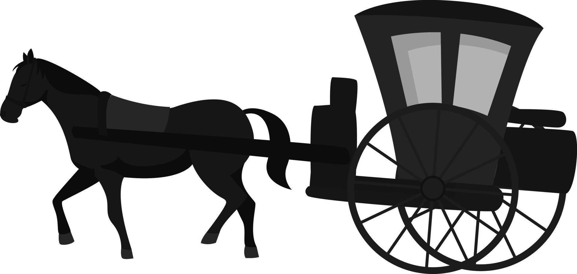 Carriage with horse, illustration, vector on white background