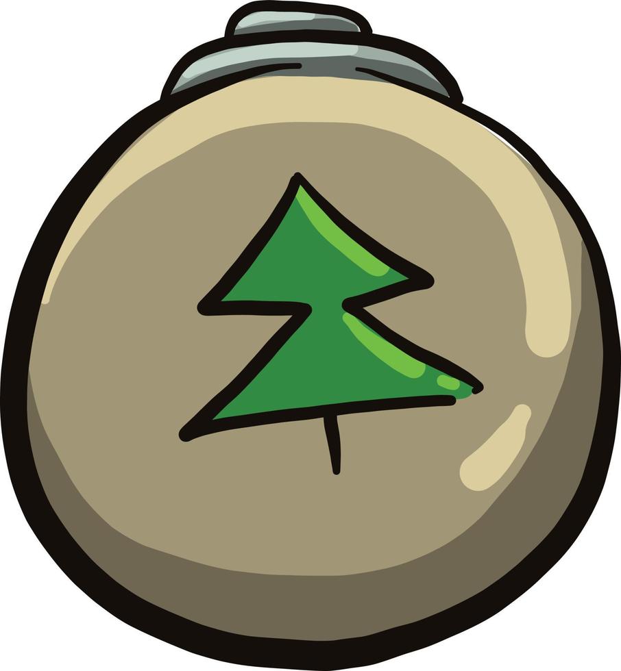 Toy with a christmas tree, illustration, vector on a white background.
