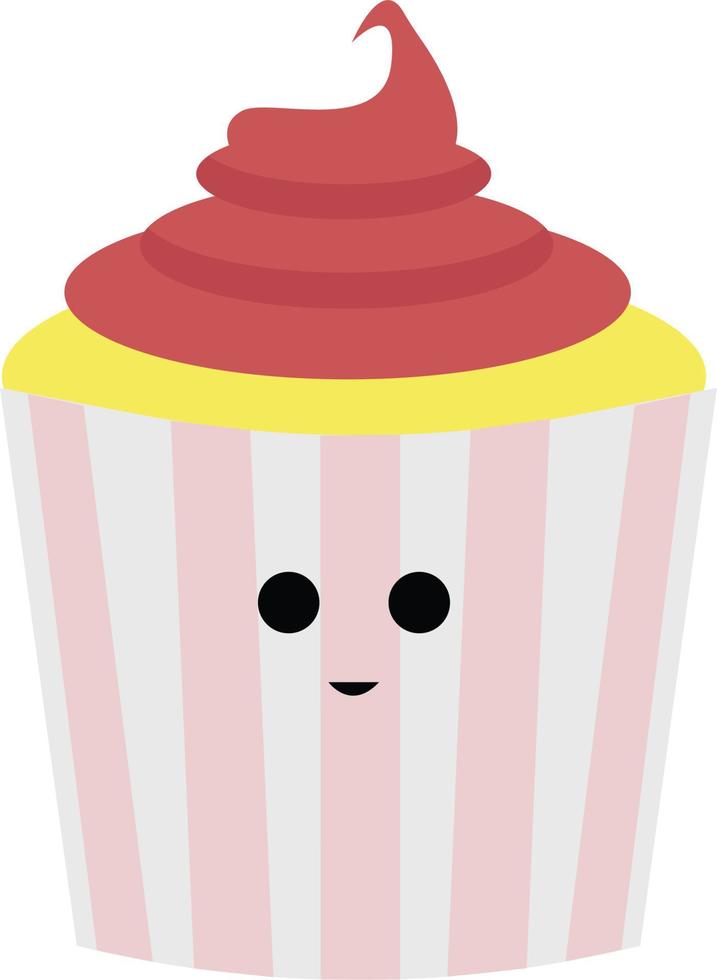 Cute cupcake, illustration, vector on white background.
