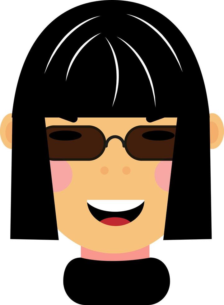 chica con pelo negro corto, ilustración, vector sobre fondo blanco.