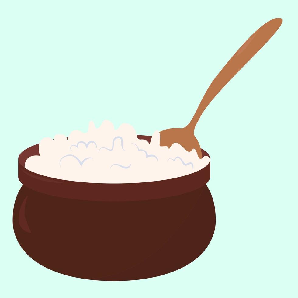 Rice in bow, illustration, vector on white background.