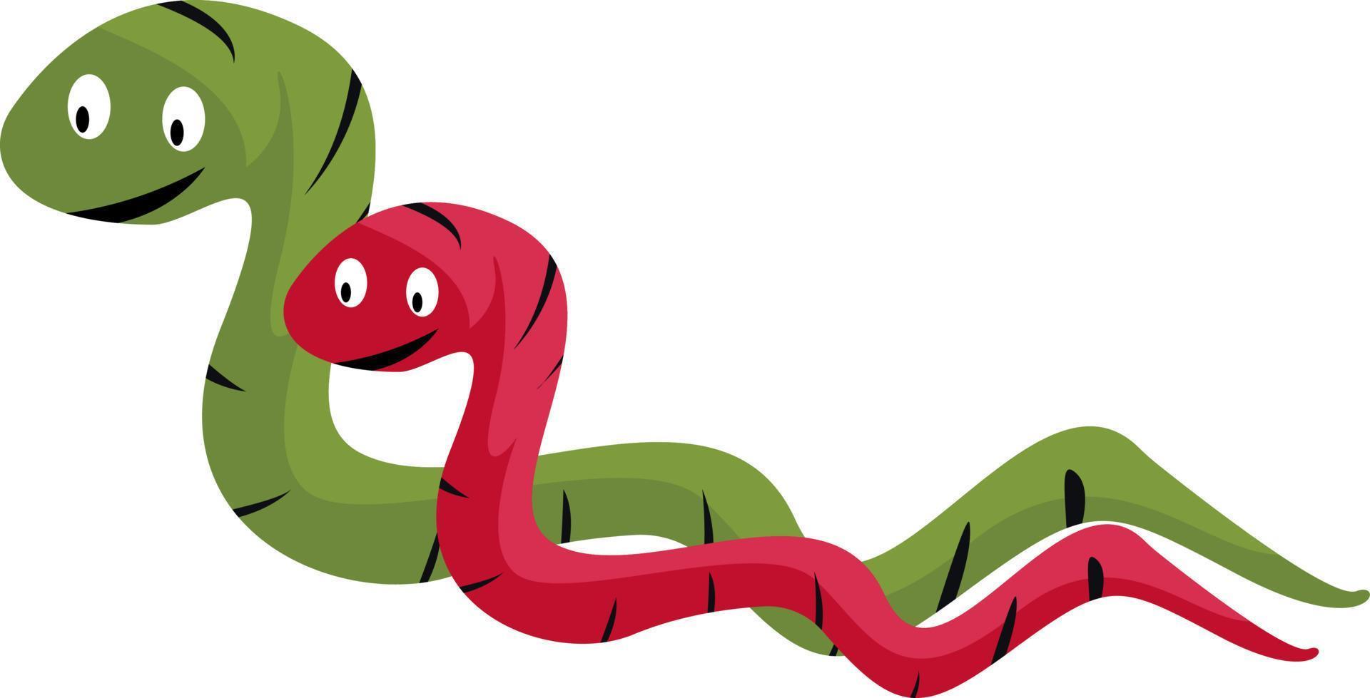 Green and red worm, illustration, vector on white background