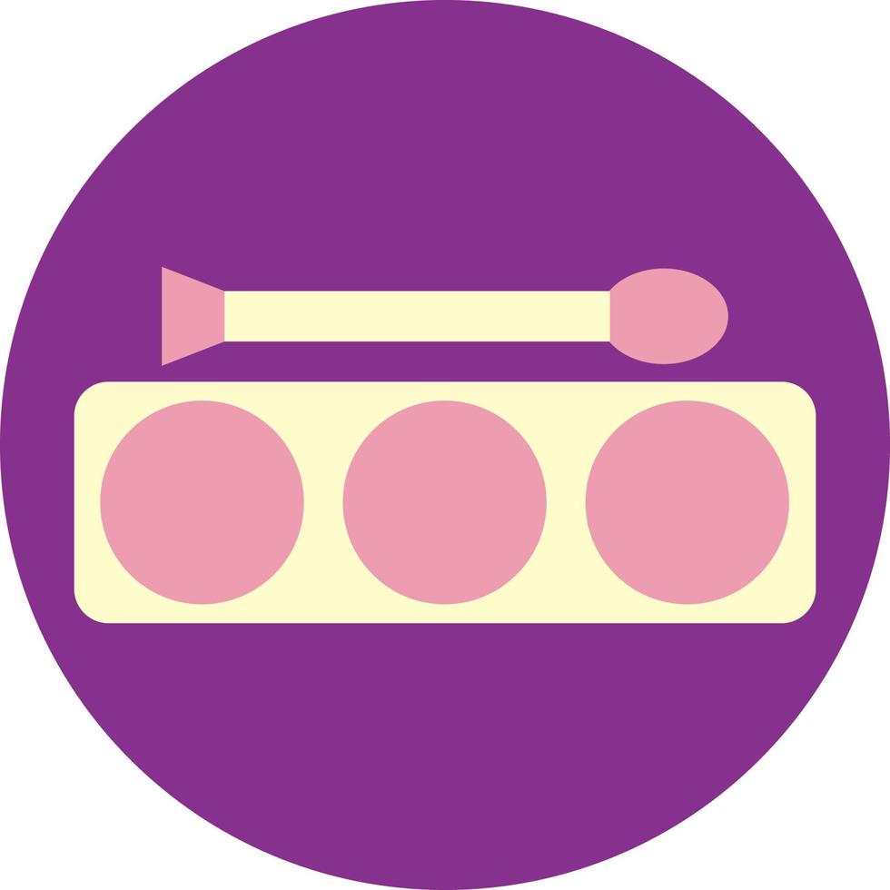 Three eyeshadows with brush, illustration, vector, on a white background. vector