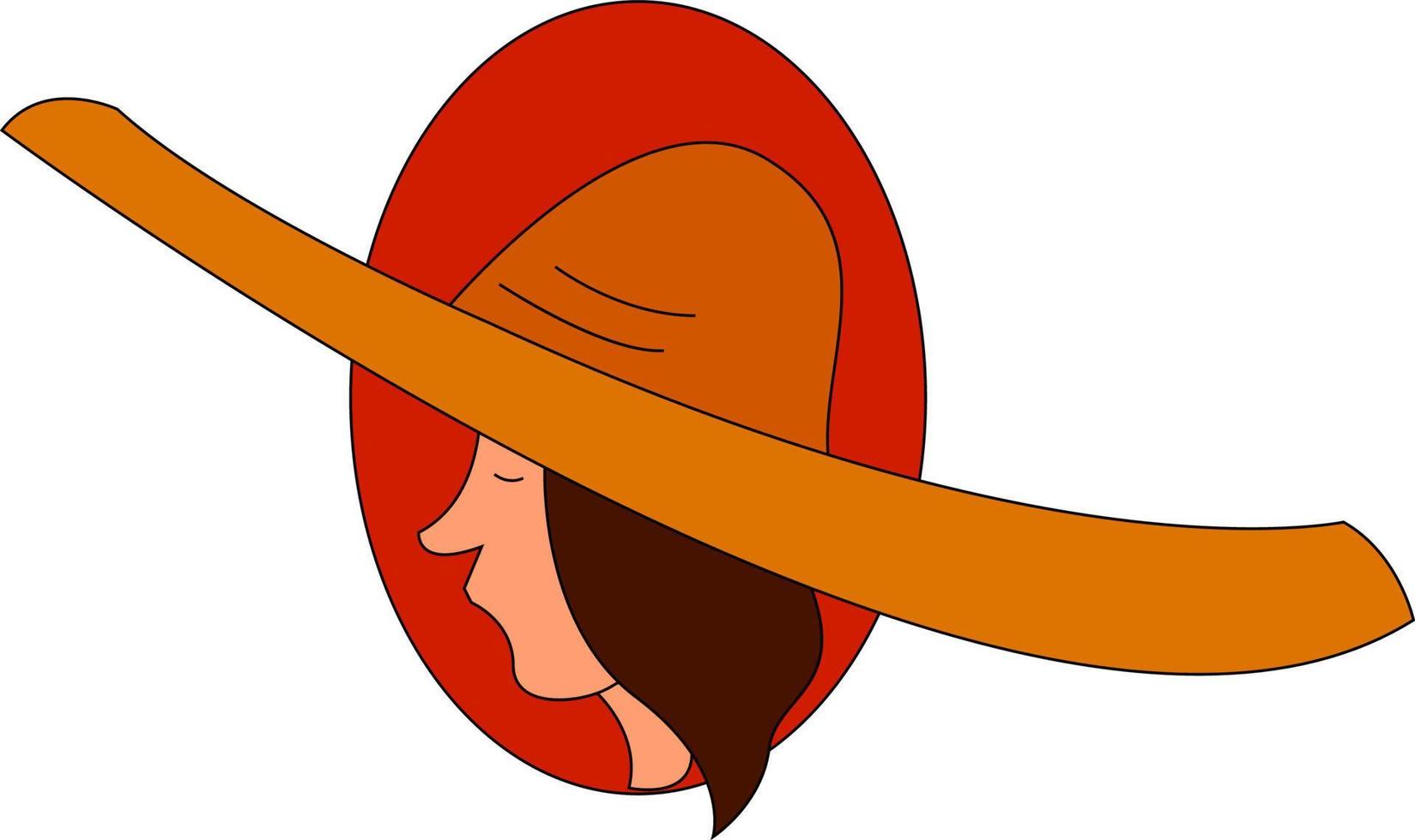Woman with sombrero, illustration, vector on white background.
