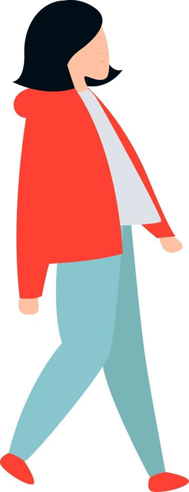 Pink jacket on woman, illustration, vector on white background.