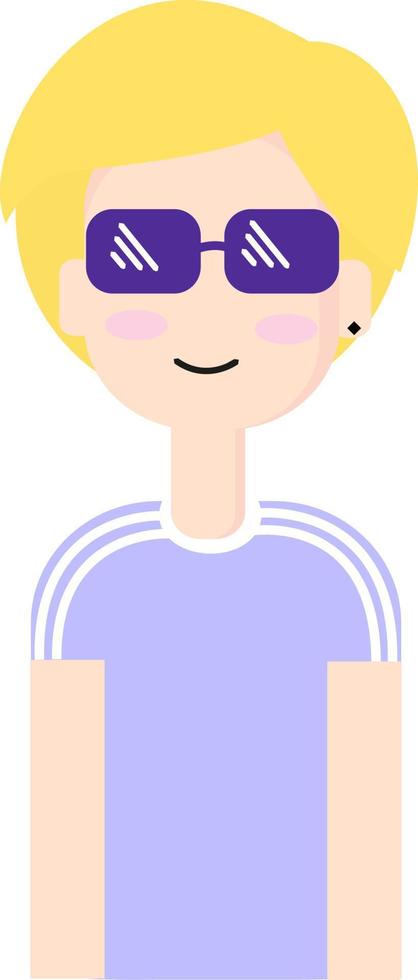 Boy with sunglasses, illustration, vector on white background.