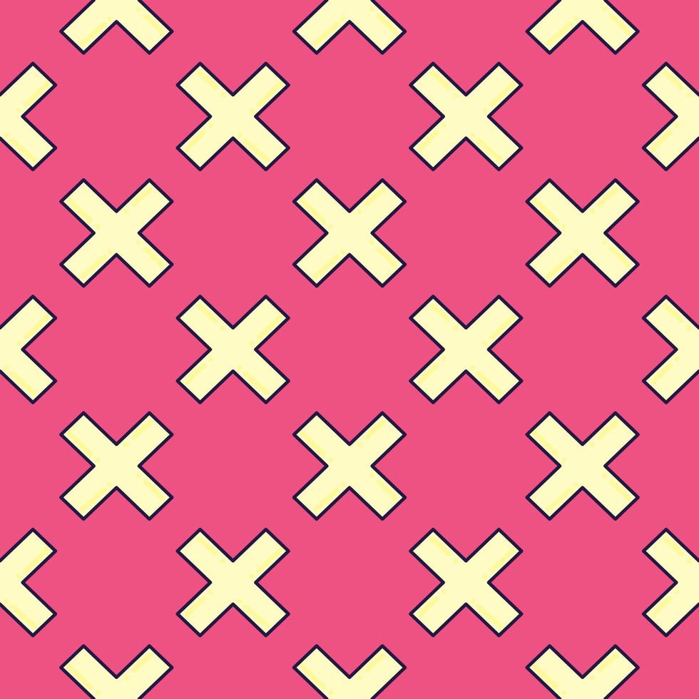 White x,seamless pattern on hot pink background. vector