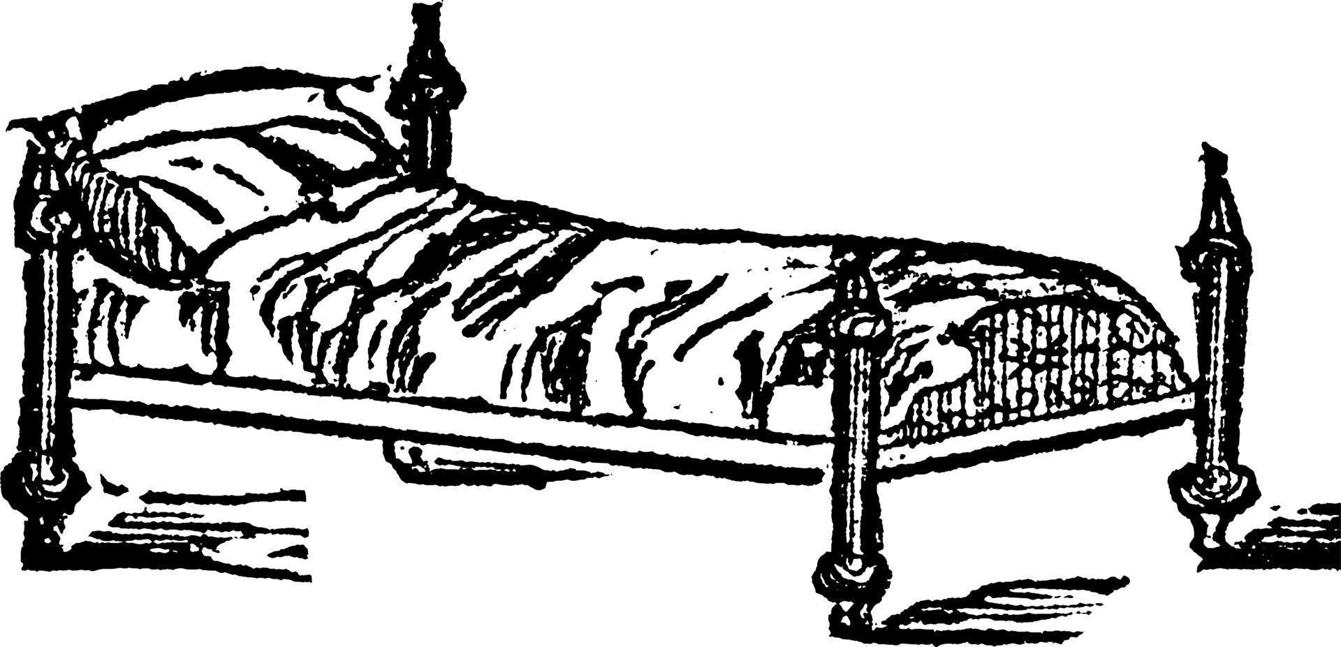 Trundle-bed, vintage illustration. vector