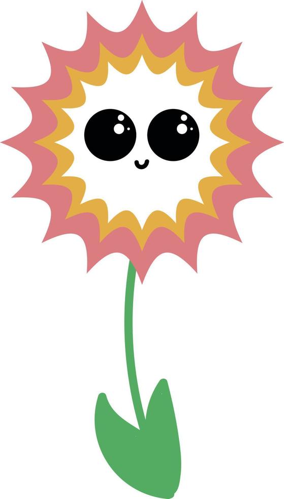 Flower with cute eyes, illustration, vector on white background.