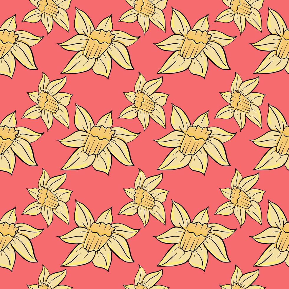 Yellow flower pattern , illustration, vector on white background