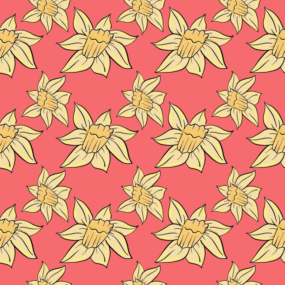 Yellow flower pattern , illustration, vector on white background