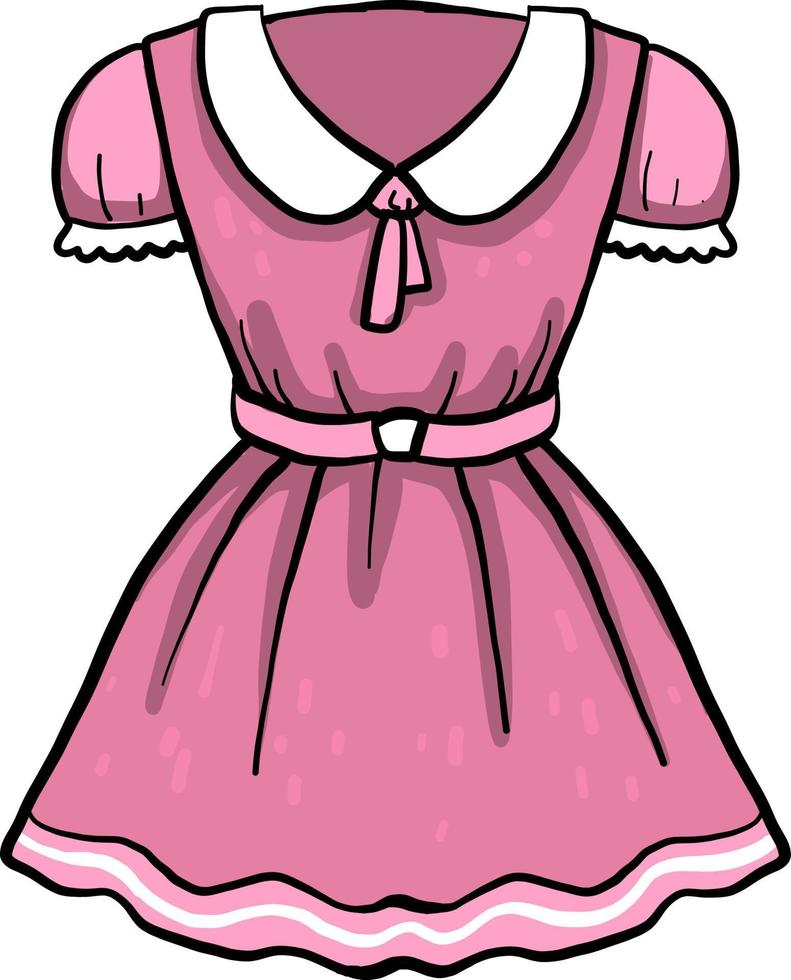 vestido rosa corto, ilustración, vector sobre fondo blanco.