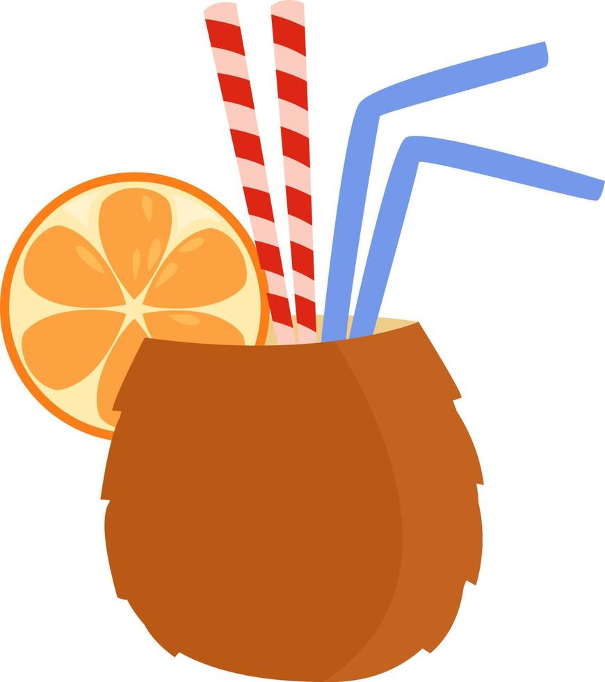 Tropical coctail, illustration, vector on a white background.