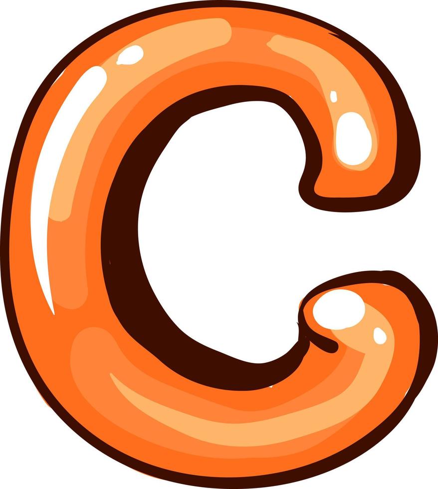 Letter C, illustration, vector on white background.