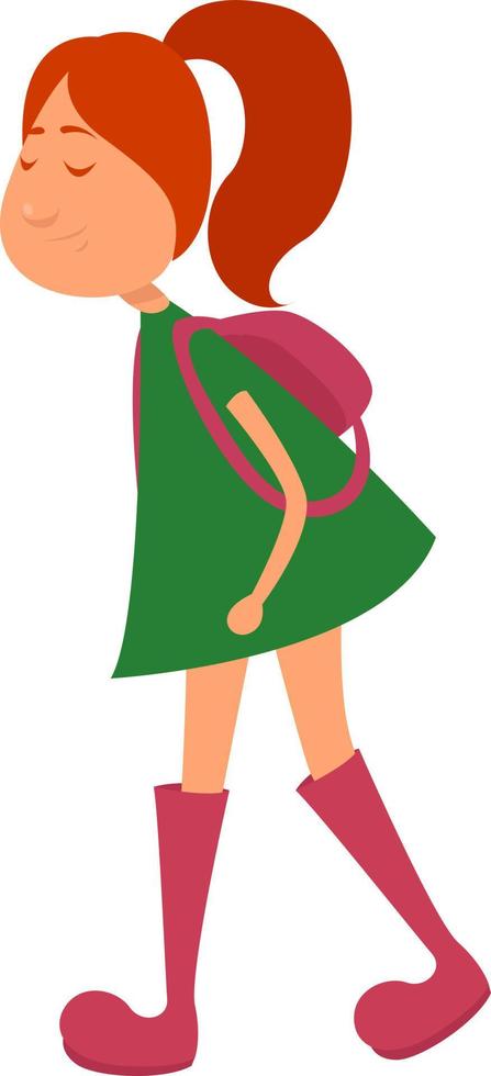 Girl in pink boots, illustration, vector on a white background.