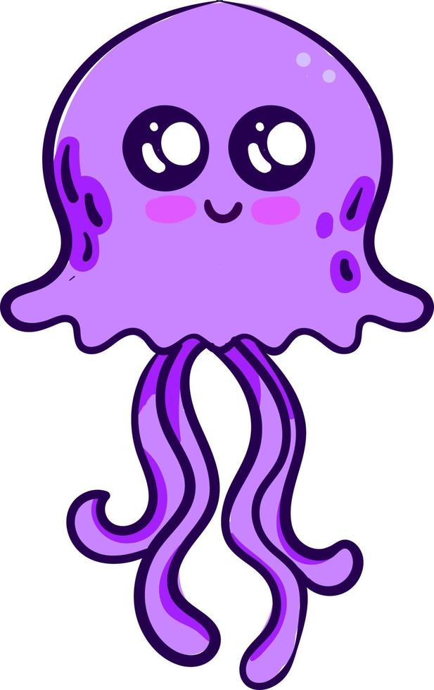 Purple jellyfish, illustration, vector on a white background.