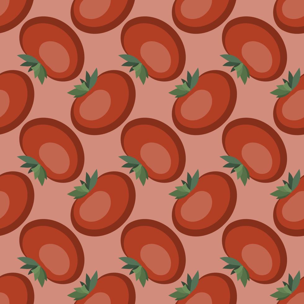 Tomatoe pattern, seamless pattern on red background. vector