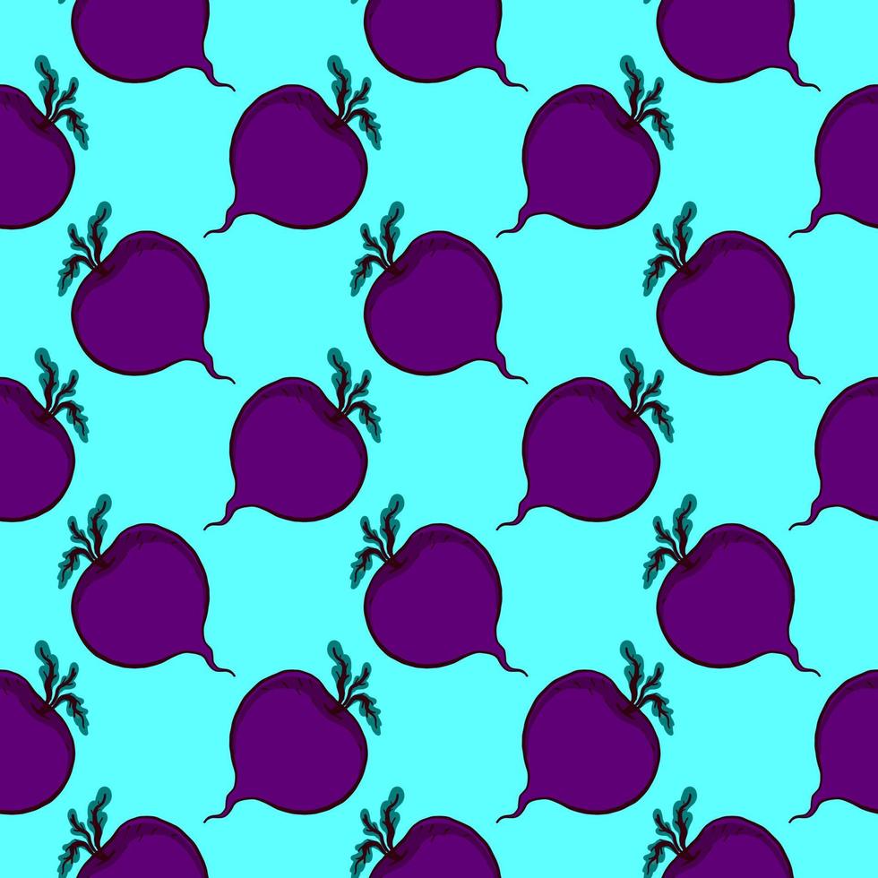 Beets pattern, seamless pattern on blue background. vector