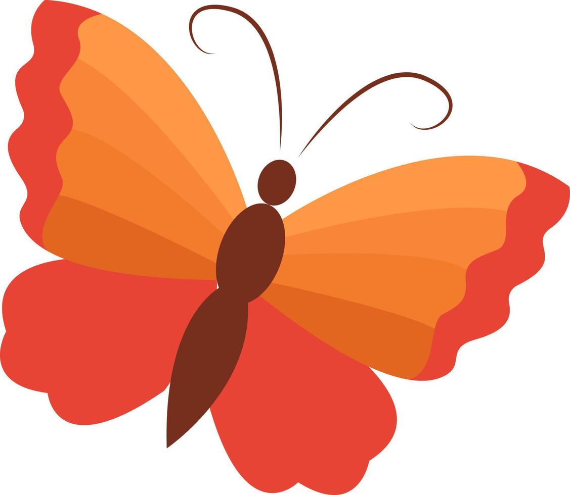 Orange butterfly, illustration, vector on white background.
