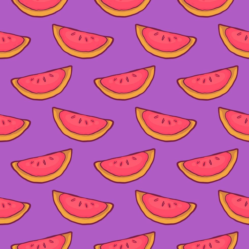 Pomelo slices , seamless pattern on a purple background. vector