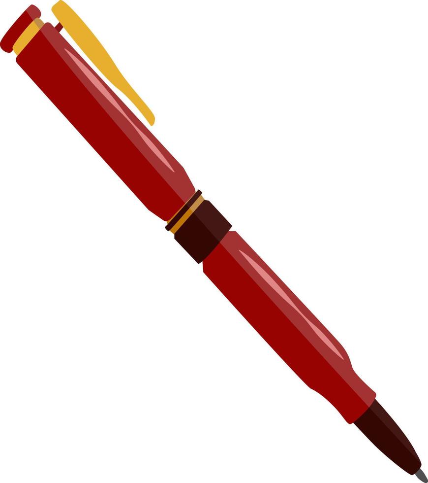 Red pen, illustration, vector on white background.