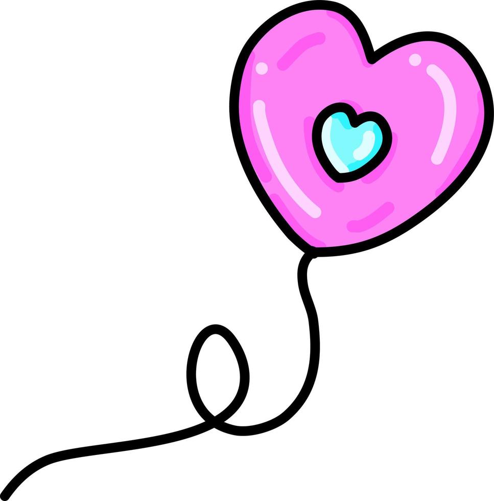 Pink heart balloon, illustration, vector on white background