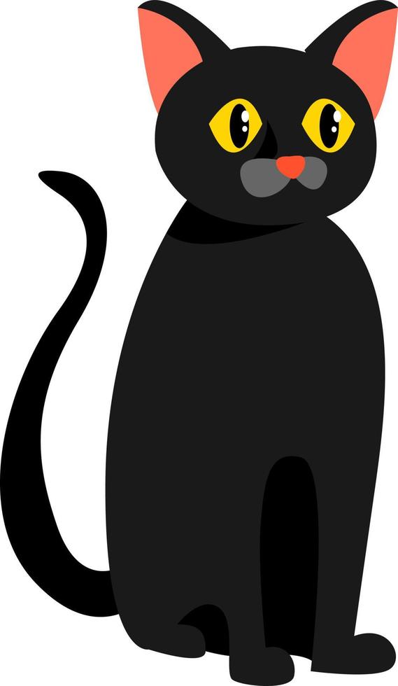 gato negro, ilustración, vector sobre fondo blanco.
