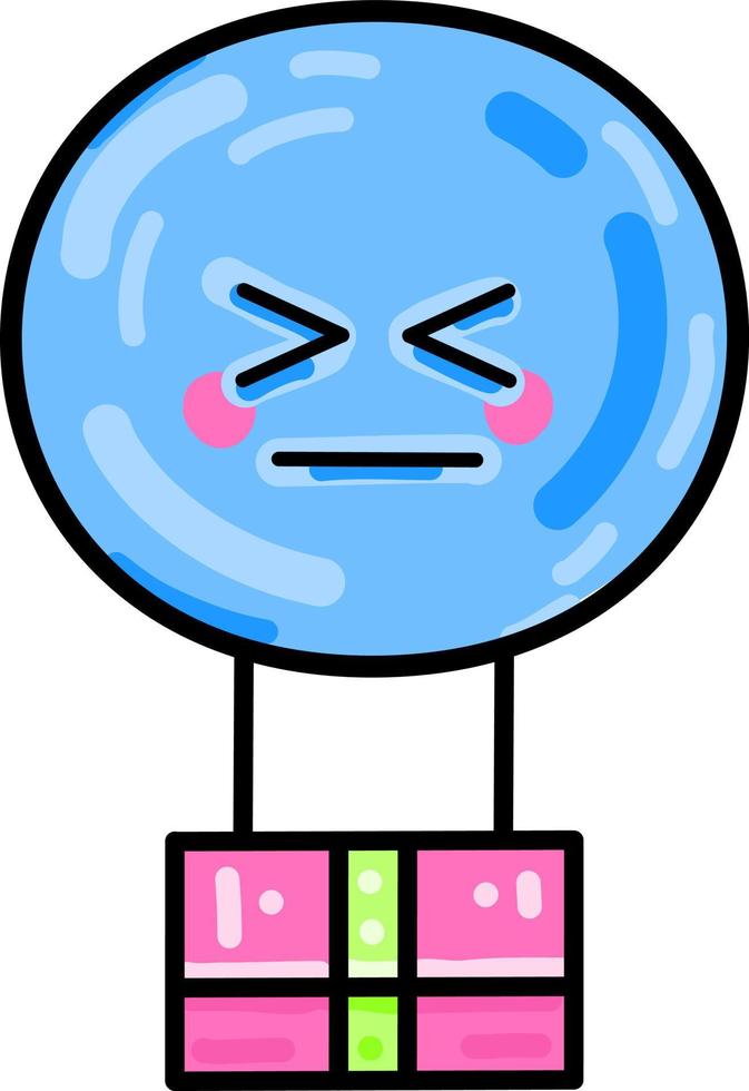 Angry airballoon, illustration, vector on white background