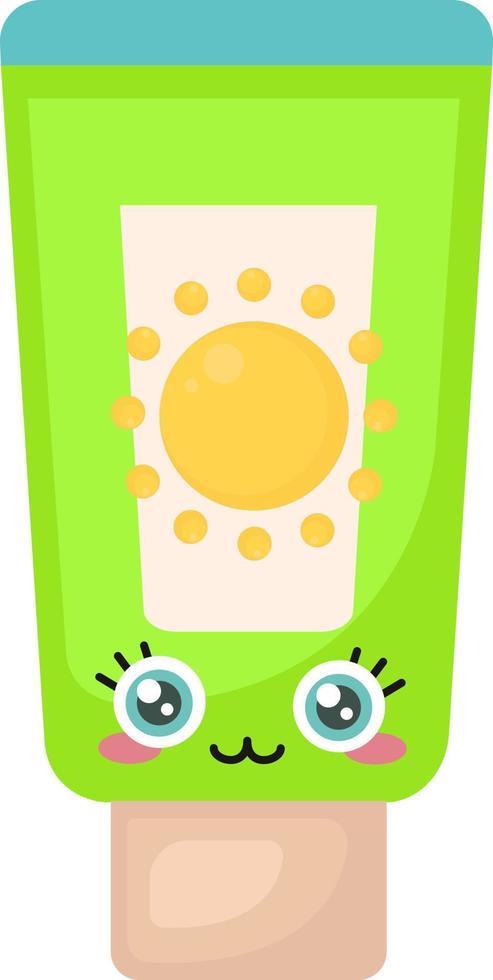 Green sun cream, illustration, vector on a white background.
