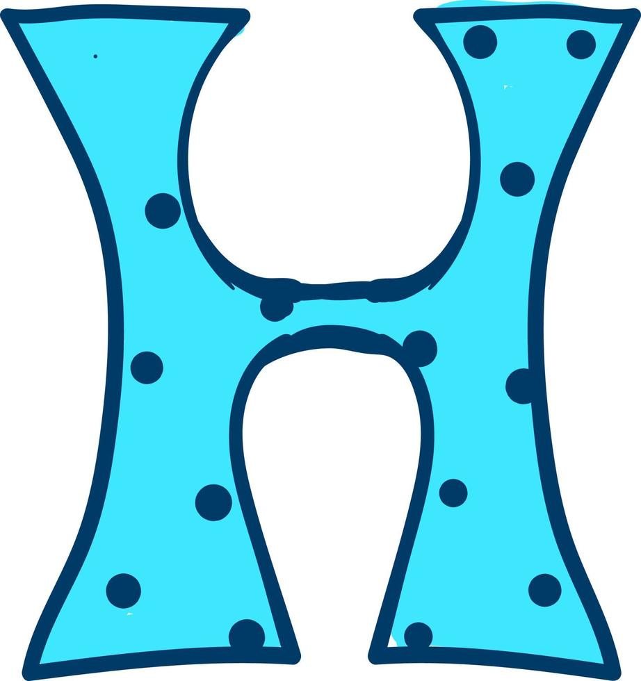Letter H, illustration, vector on white background.