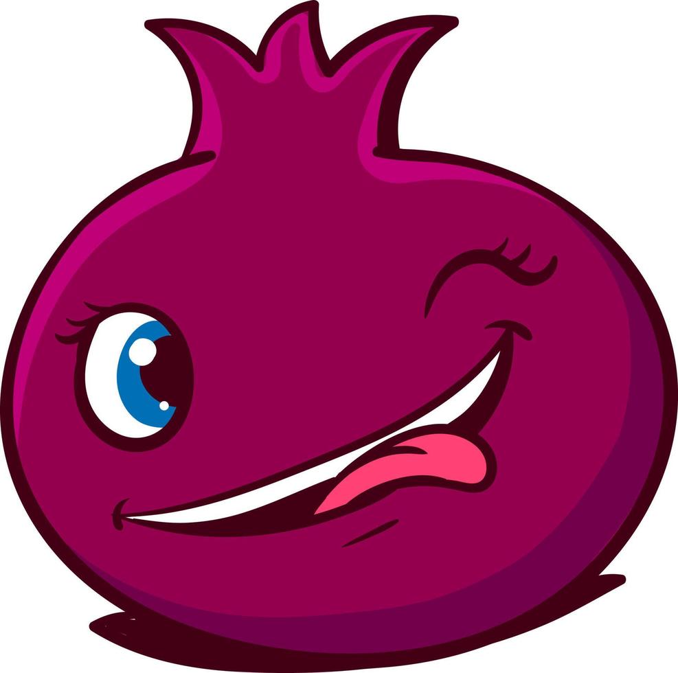 Winking pomegranate, illustration, vector on white background