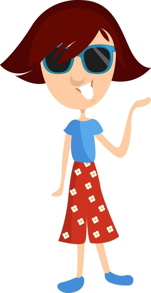 Red floral pants, illustration, vector on white background.