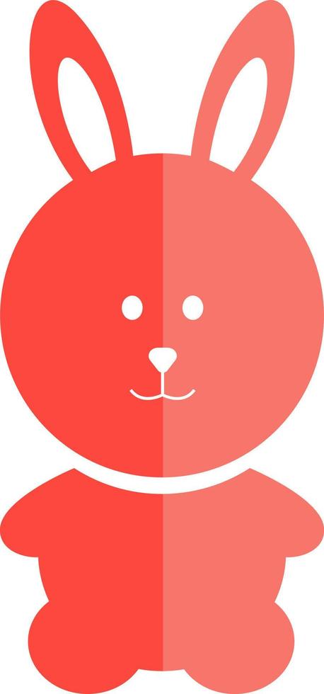 Red bunny, illustration, vector on white background.